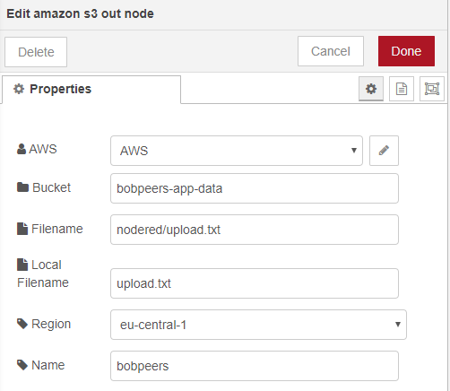 Amazon S3 Out Configuration