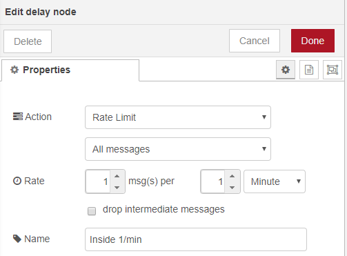 Node-RED delay node