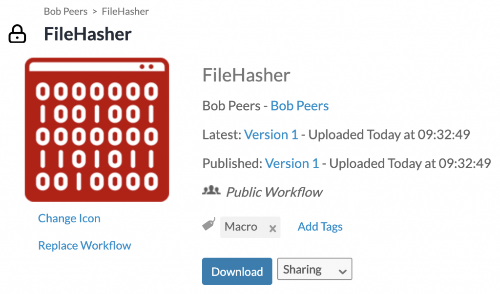 Alteryx Gallery FileHasher